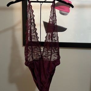 Red wine bodysuit lingerie